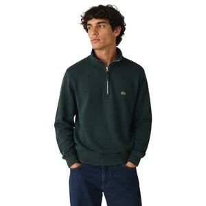 Lacoste Quarter Zip Pullover Green 100% Cotton Crocodile Logo‎ Men's M
